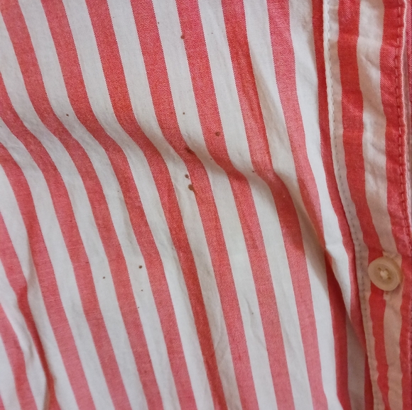 Peach stripe button down shirt sz med - Picture 2 of 5